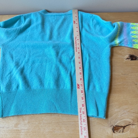 BRODIE CARDIGAN SWEATER ELECTRIC CHEVRON CASHMERE LUXURY MODERN CONTEMPORARY S - Picture 9 of 12